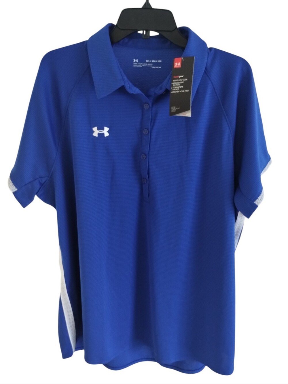Under Armour Polo Shirt Women's 3XL Blue HeatGear Loose Performance Golf Active